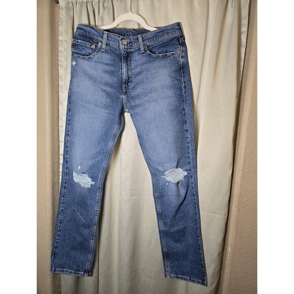 Levi's 511 Jeans Men’s 32x29 Blue Slim Fit Taper Leg Med Wash Denim Distressed - Picture 1 of 5